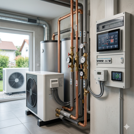 Dienstleistungen für Heiztechnik & Energie: Installation von Wärmepumpen, elektrische Heizsysteme & intelligente Steuerung der Haustechnik.